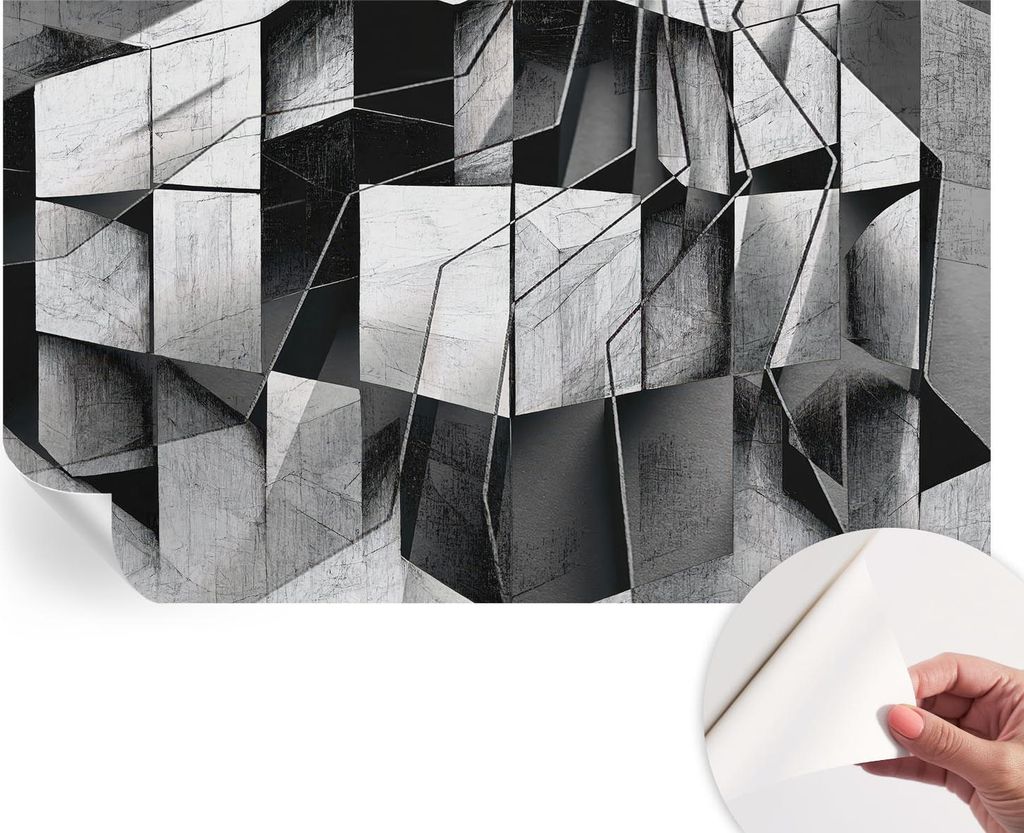 Selbstklebende Wandtapete - Dekorative Tapete für Wohnzimmer - Klebefolie für Wandbilder - Tapetenfolie für Wanddekoration - 416x254 - Geometris...