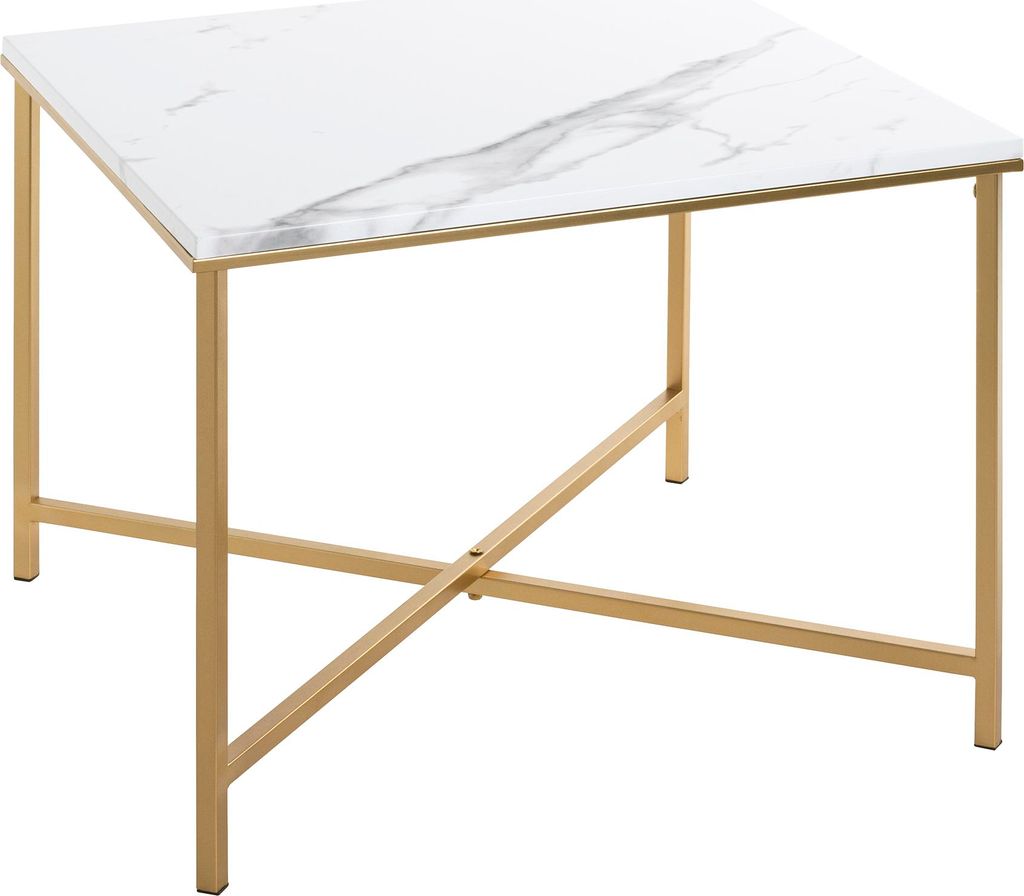 HAKU Möbel Beistelltisch gold, marmoroptik - MDF, Metall, B/H/T: 60x47x60 cm