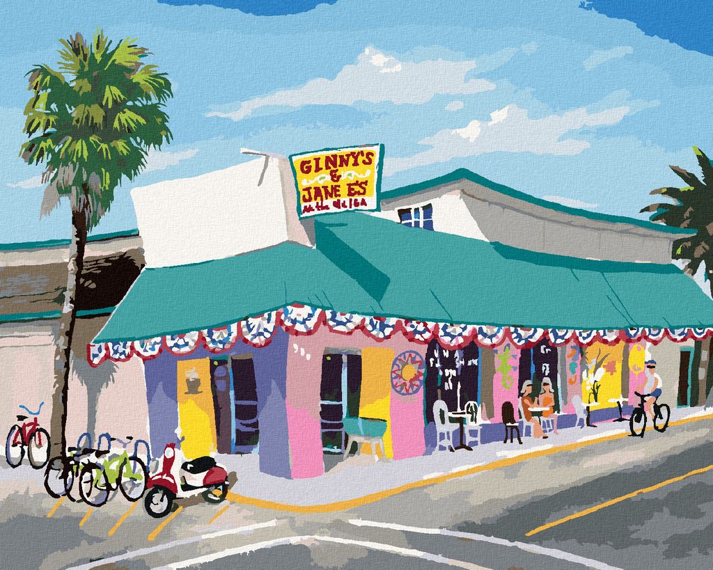 Zuty - Malen nach Zahlen - CAFÉ AM STRAND (ROBERT JOHNSON), 40x50 cm, ohne Keilrahmen