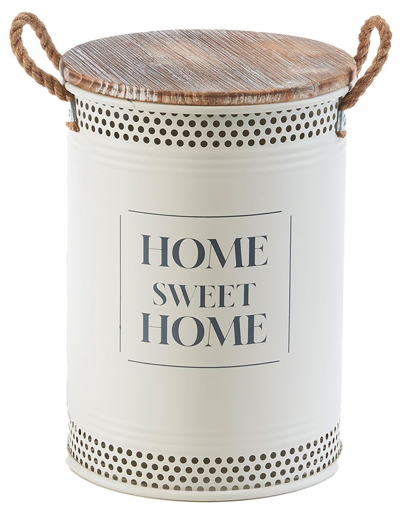 Kobolo Wäschebehälter HOME Gr. M 34x47 cm baus Metall und Holz - mit Deckel und Griffen Wäschetonne Wäschekorb Dekokörbe Aufbewahrungskörbe W...