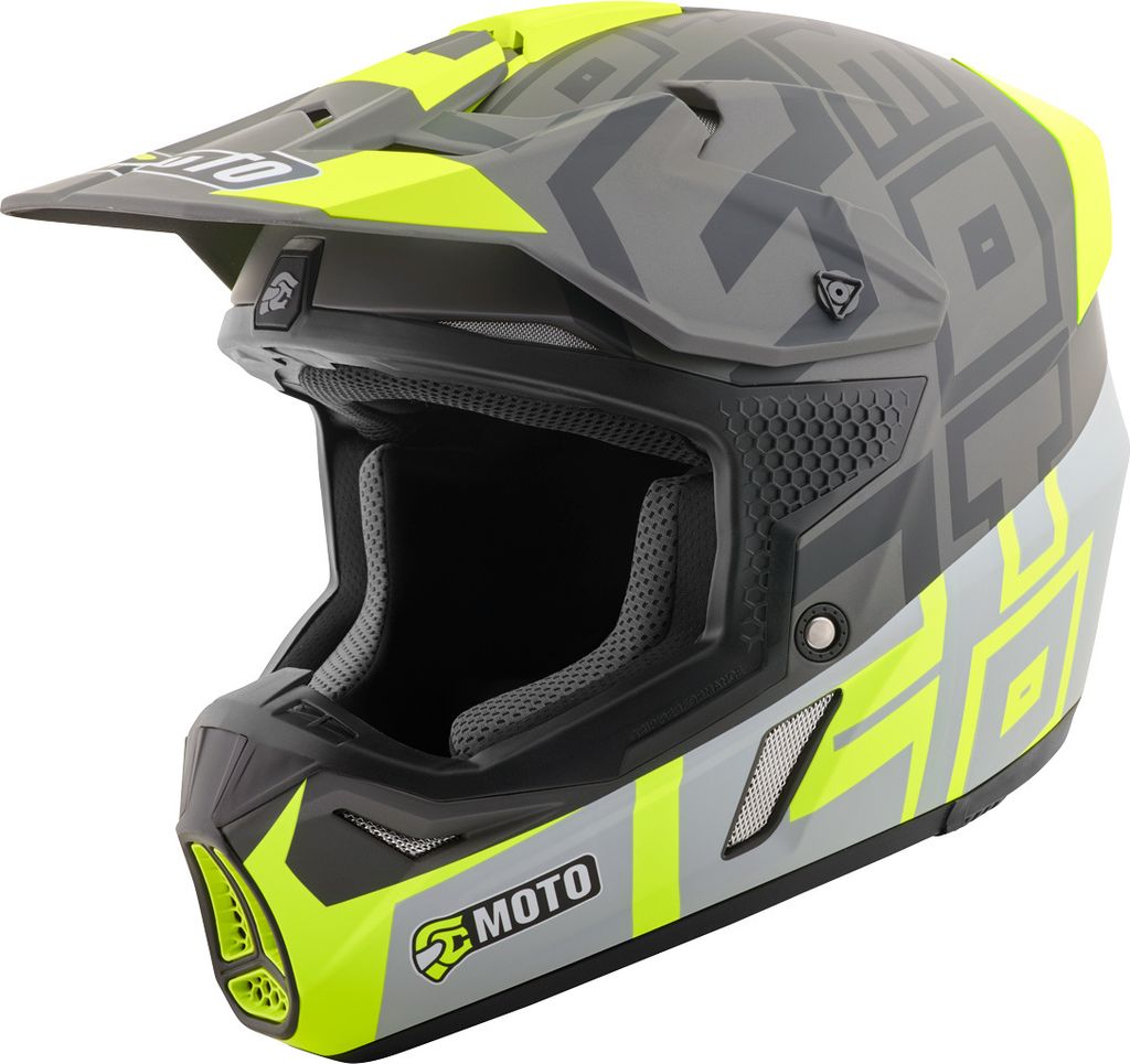 FC-Moto Merkur Flex Motocross Helm, schwarz/gelb, L