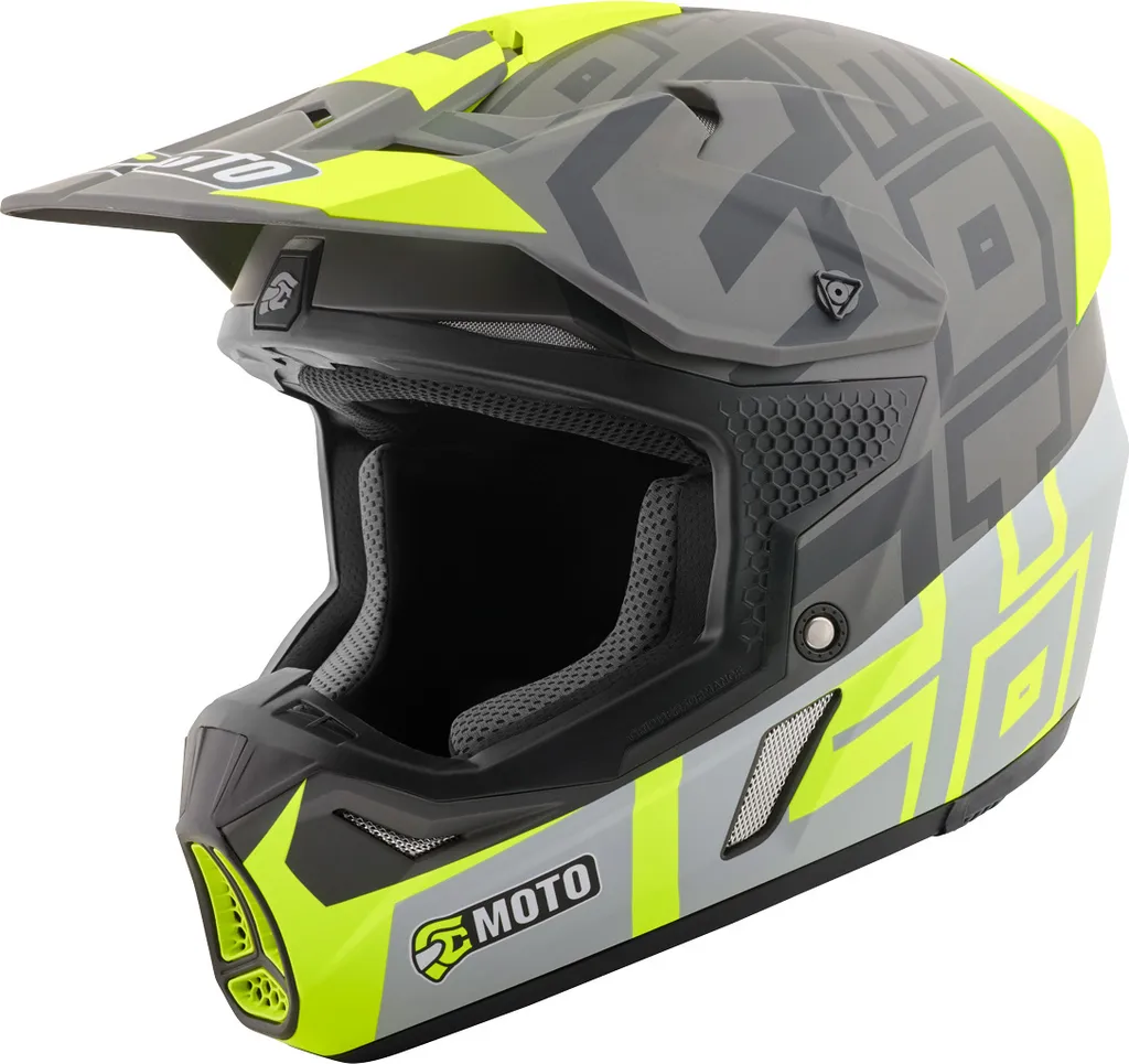 Casque motocross léger FC-Moto Merkur Flex Noir Jaune avec ventilation M