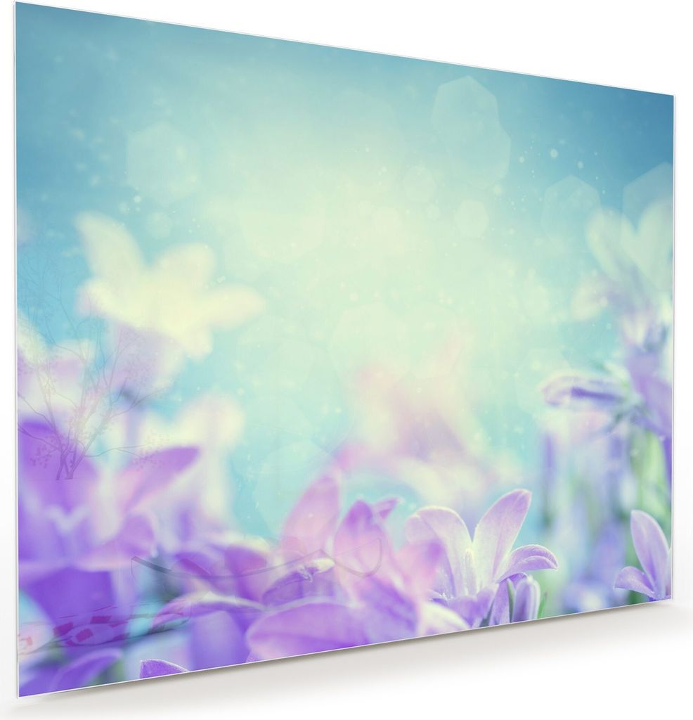 Glasbild Wandbild Lila Blüten 75x60cm in XXL für Wohnzimmer, Schlafzimmer, Badezimmer, Flur