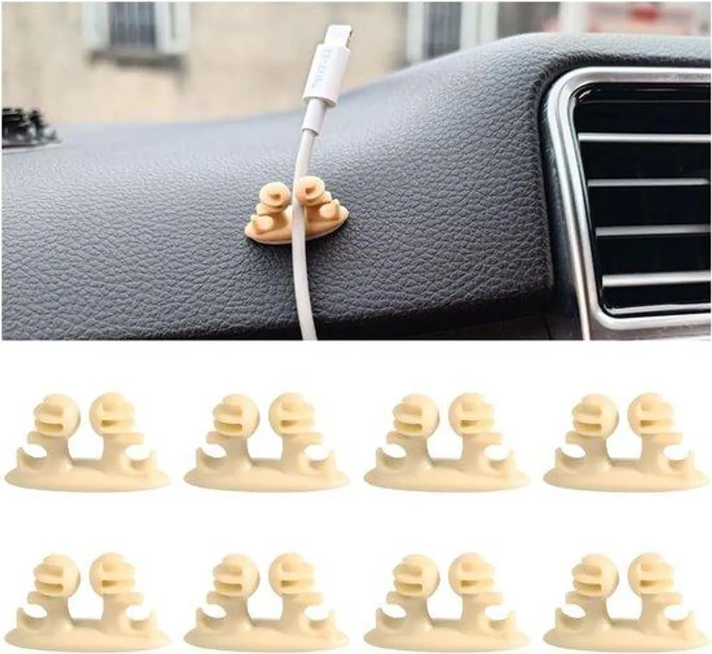 Organiseur de câbles voiture et bureau beige pour charger proprement