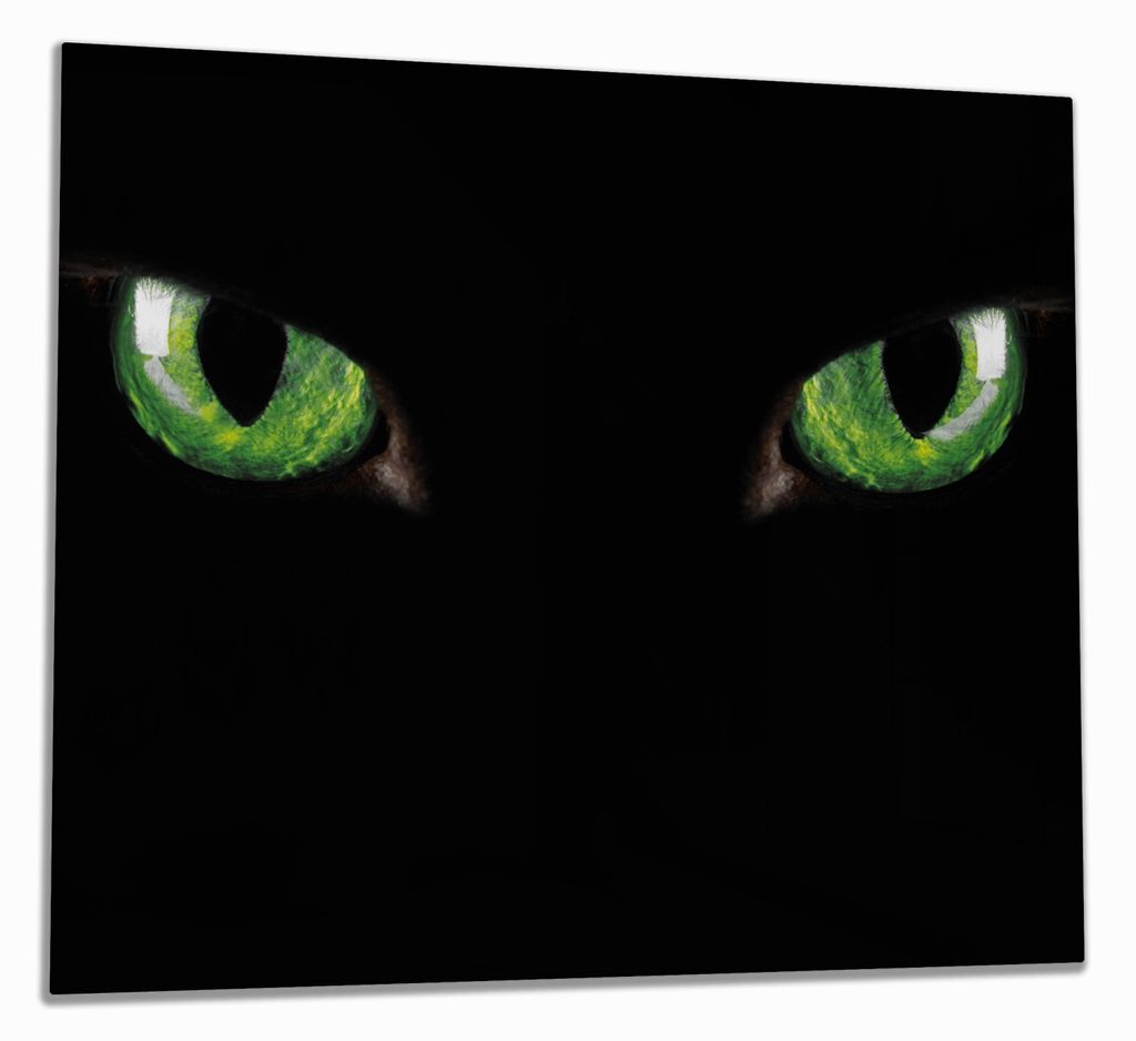 Wallario Herdabdeckplatte aus Glas, Größe 60 x 52 cm 1-teilig, Motiv Grüne Katzenaugen bei Nacht