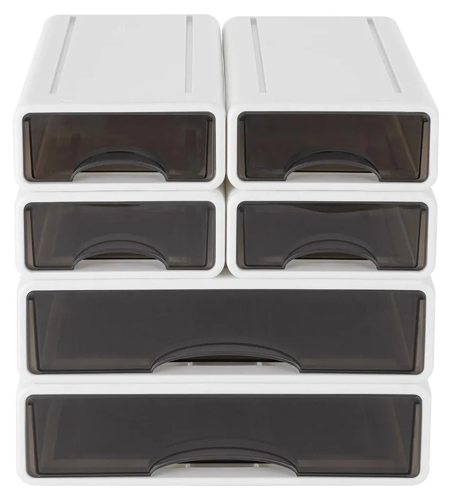 Boîtes de rangement pour tiroirs - Organiseur bureau empilable blanc