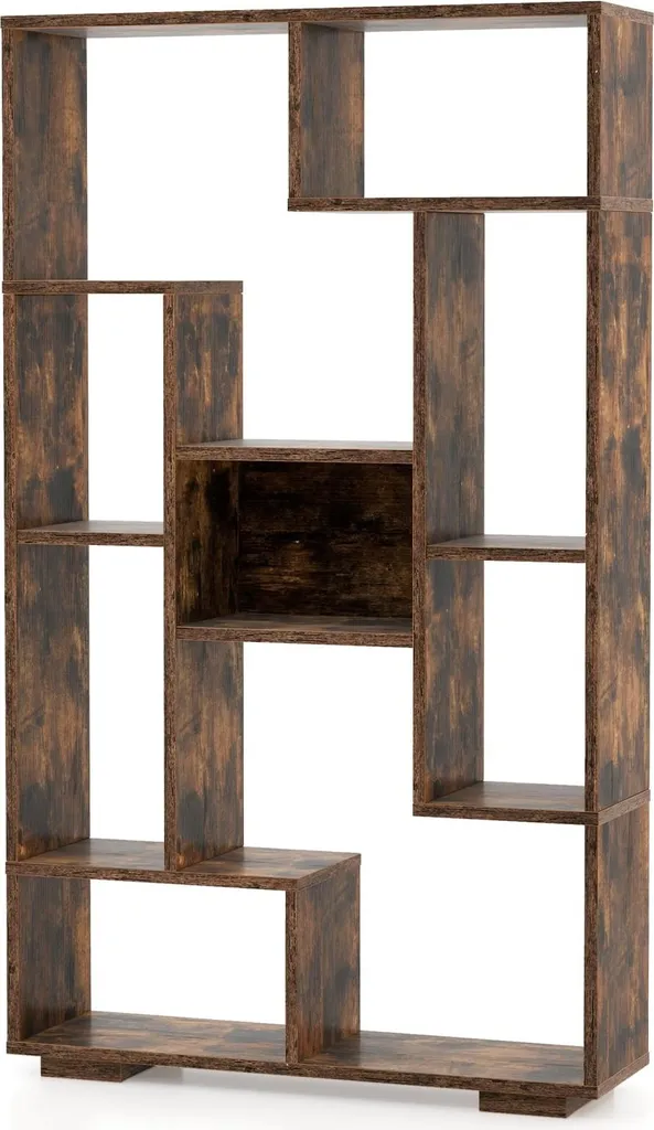 Étagère de rangement bois marron style moderne pour salon et bureaux