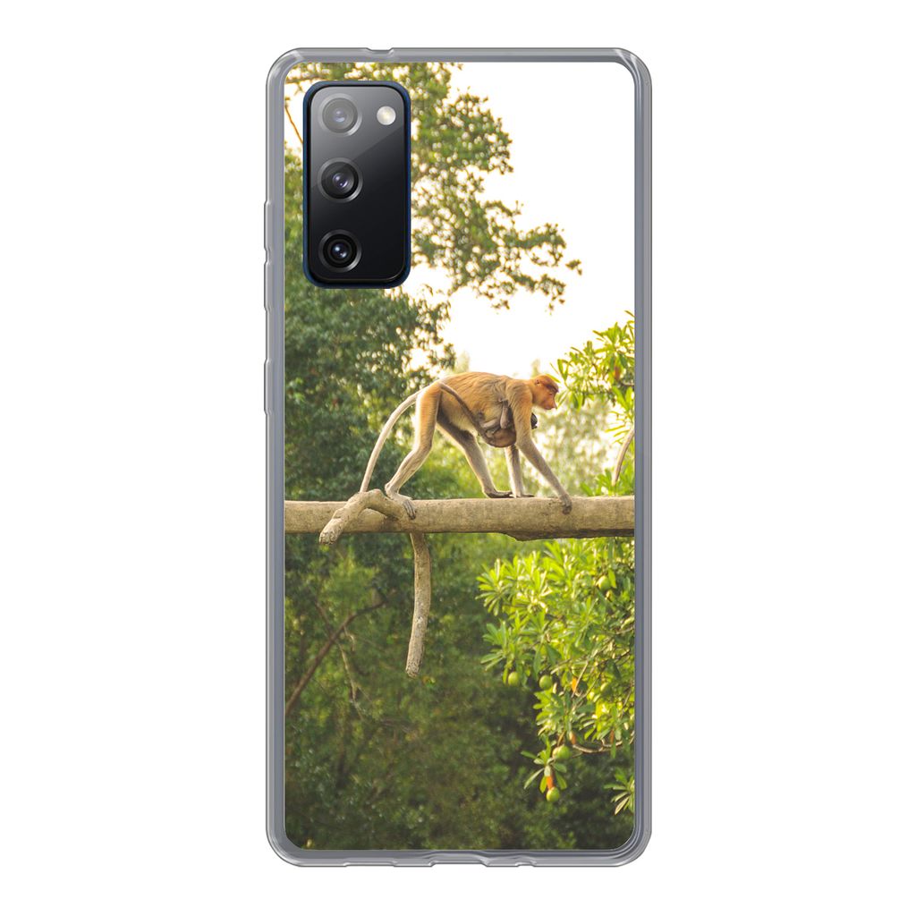 MuchoWow Handyhülle Schutzhülle Hülle für Samsung Galaxy S20 FE Affen laufen auf Ast Silikon Softcase Handy Hülle - Abdeckung