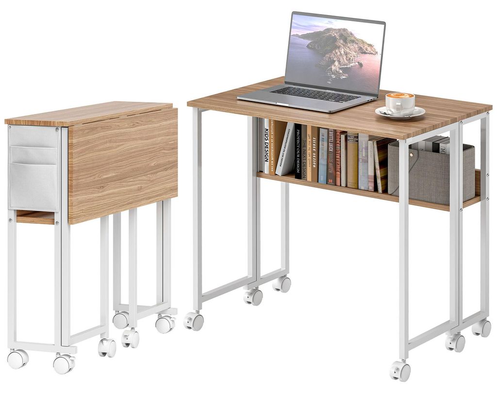 HOMCOM – Skladací písací stôl, malý, 80 cm, s kolieskami, Obrázok produktu 
