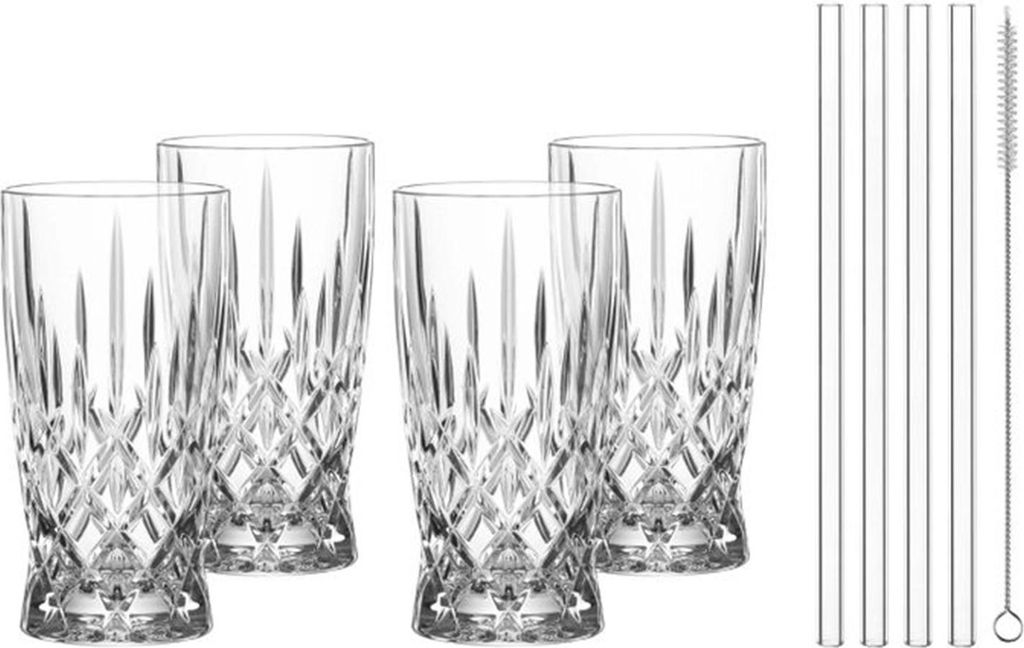Nachtmann Latte Macchiato Set Noblesse 8-tlg., 4 Gläser + 4 Glastrinkhalme, Kristallglas, 350 ml, 104671