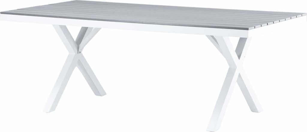 FURNLUX Outdoor-esstisch Garcia Grau Und Weiss 100cm / Hauptfarbe: Grau / Abmessungen: 100 x 200 x 74 cm