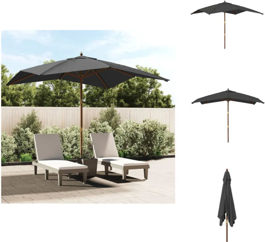 vidaXL Ombrellone Legno Antracite 300x300 - Arredo Giardino Premium