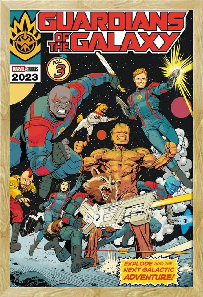 Quadro Marvel Guardiani della Galassia 3 Esplosione Cornice Faggio 61x91