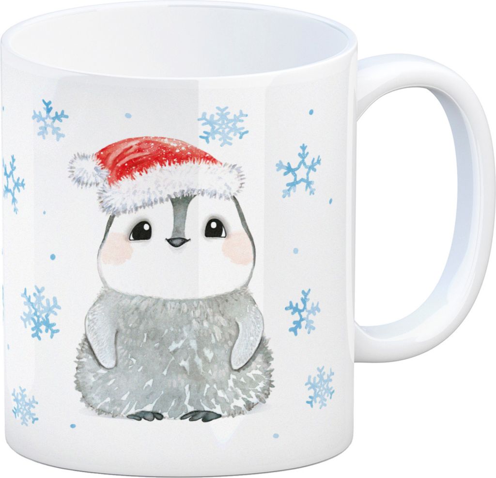 Pinguin mit Weihnachtsmütze Kaffeebecher Produktbild 