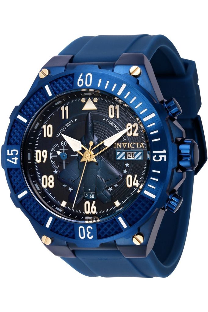 Invicta Aviator 39893 Herren uhr - Wasserdicht - Analog - Quarzuhrwerk - Edelstahl mit blauen zifferblat - 50mm