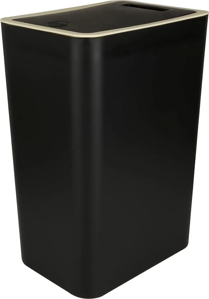 Poubelle étroite 12L avec couvercle noir pour cuisine et salle de bain
