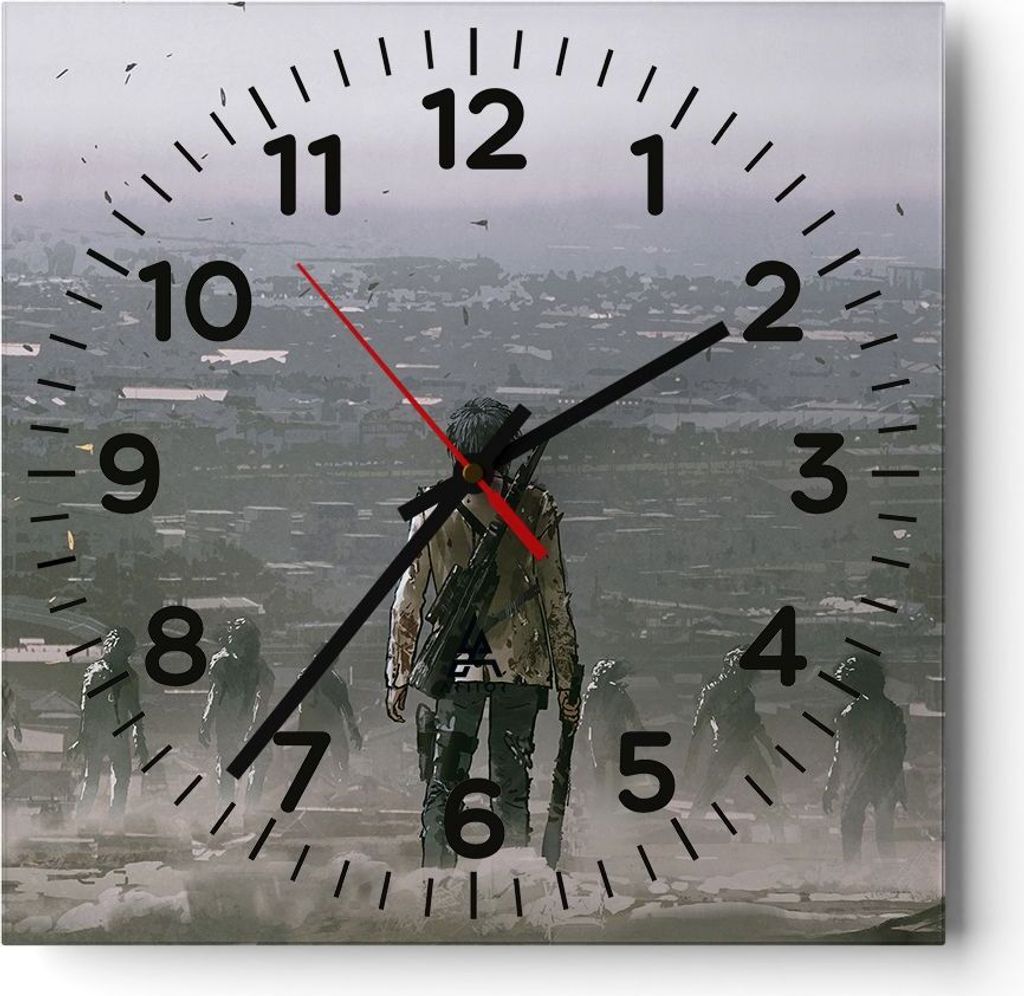 Wanduhr - Quadrat - Glasuhr - Fantasie Krieg - 40x40cm - Schleichendes Uhrwerk - Lautlos - zum Aufhängen bereit - Dekoration Modern - Wanddekorati...