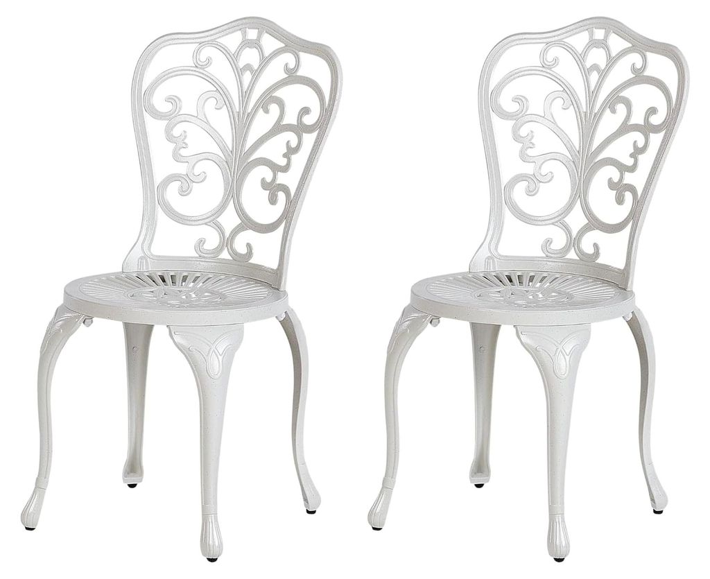 Gartenstuhl-Set aus Aluminium in cremeweiß im französischen Vintage-Stil