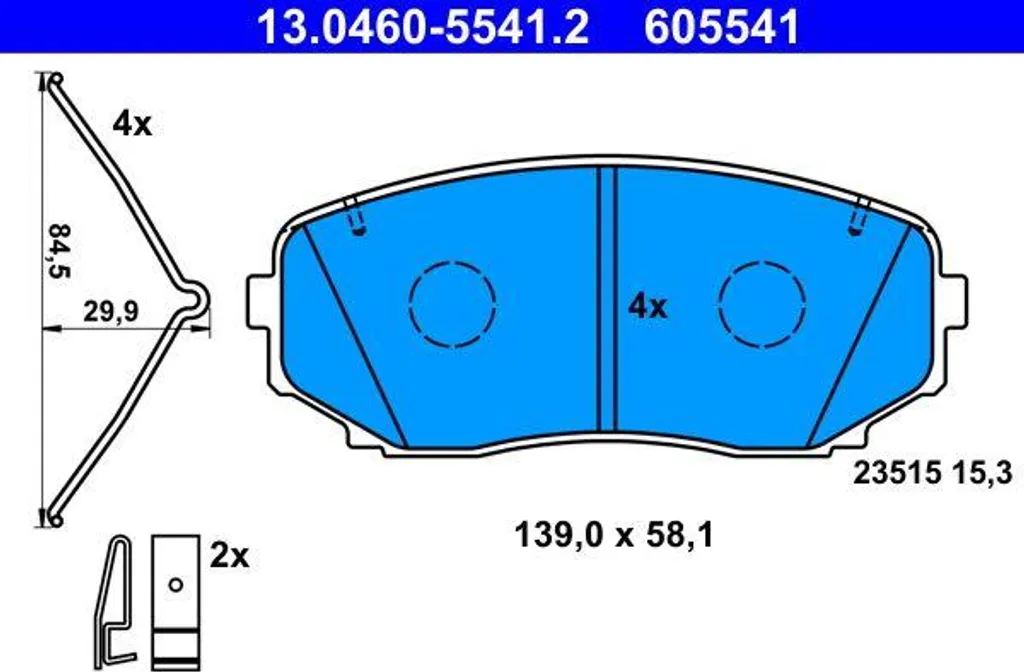 Plaquettes de Frein à Disque ATE 13.0460-5541.2 OE 4605B475 Mitsubishi