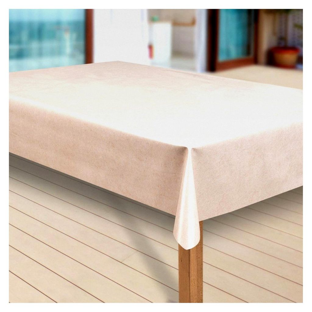 Wachstuch-Tischdecke Abwaschbar Garten-Tischdecke PVC Plastik-Tischdecken Eckig Meterware Wasserabweisend, Muster: Uni Creme-beige meliert, Größe...