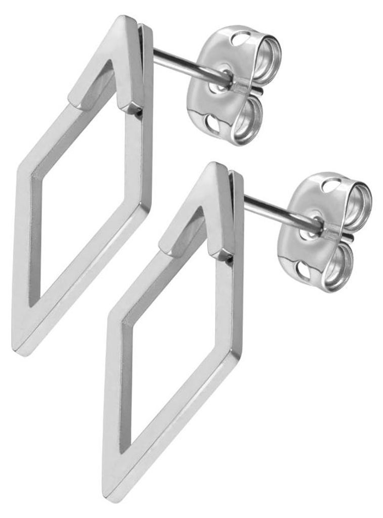 Titan Ohrstecker mit beweglicher Raute 11x19mm, Stab 0,8x11mm, Gold Roségold Schwarz Silber