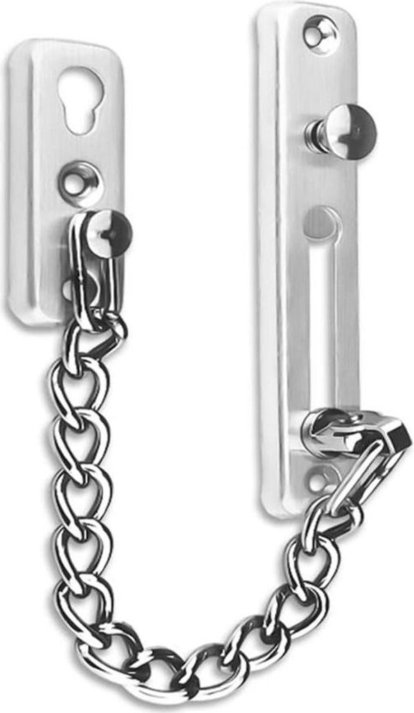 Türsicherheitskettenschloss Edelstahl Gusstürschloss Vorderkette Kratzschutz mit Schrauben Hardware Hotel Familie Innentüren Fenster Silber Geb...