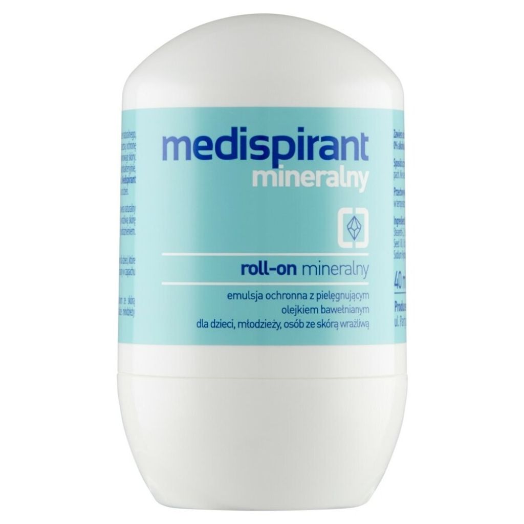 A white roll-on deodorant bottle with a light blue label.
