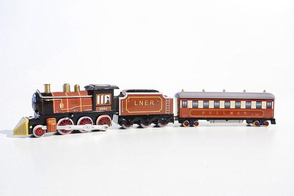 Blechspielzeug Dampflok Tender Personenwagen