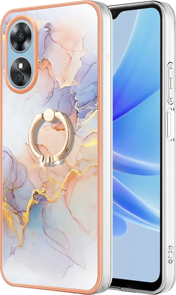 Custodia Armor COMAKU Per Oppo A17 – TPU+PC Antiurto Con Anello Portadita E Supporto, Copriobiettivo Scorrevole, Rosso