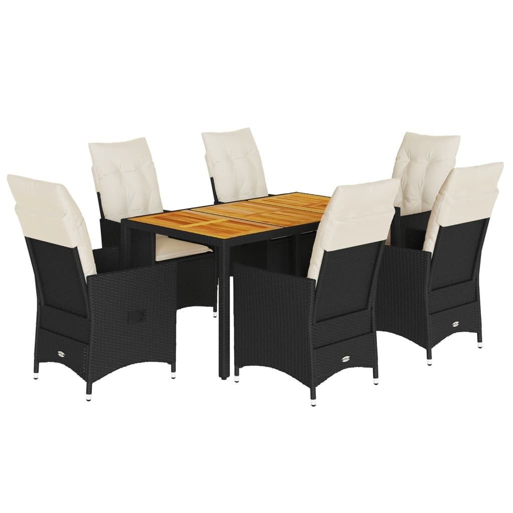 "2026 MODERNE" 7-tlg. Garten-Essgruppe - elegantes Design - Sitzgruppe/Gartenmöbel-Set - mit Kissen Schwarz Poly Rattan - Terassenmöbel NeuMöbel...