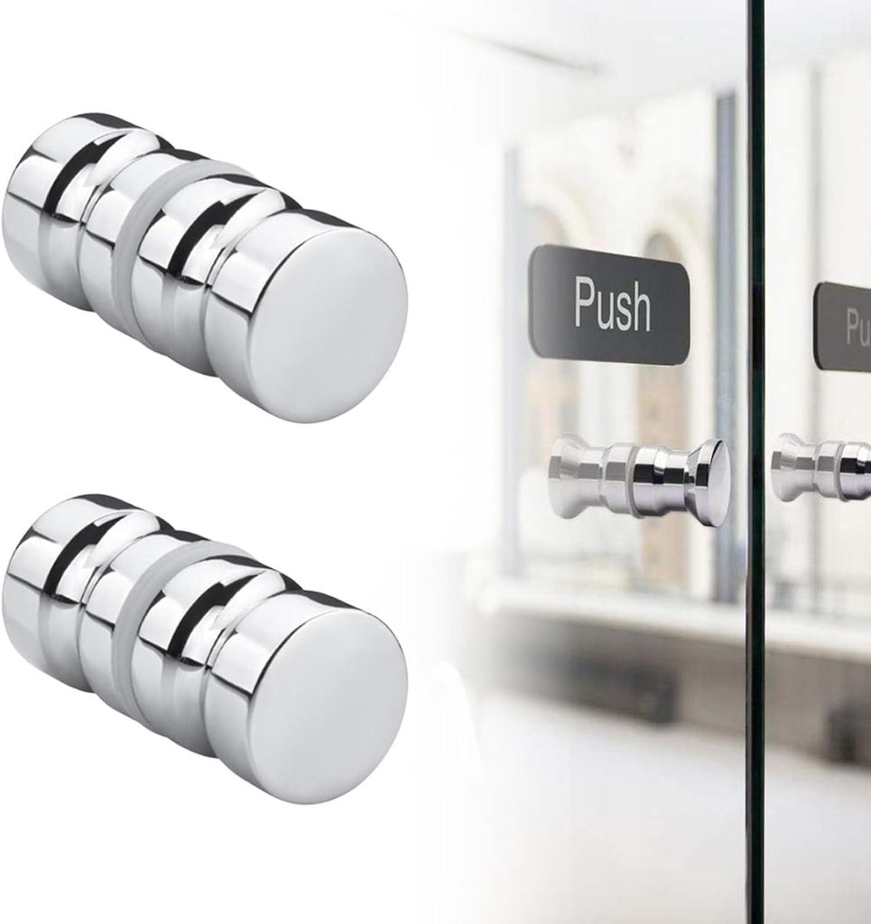 Douchedeurgreep - 2-delig set - 30 mm - Zilver - Productafbeelding 
