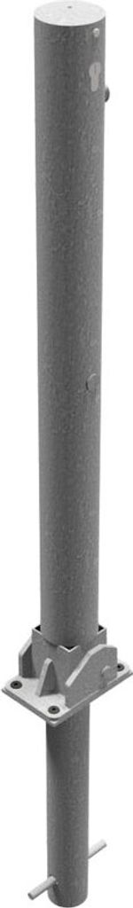 Schake Absperrpfosten umlegbar zum Einbetonieren aus Stahlrohr verzinkt Ø76x2,5mm mit Profilzylinderschloss und Stahlkappe 900mm Überflur