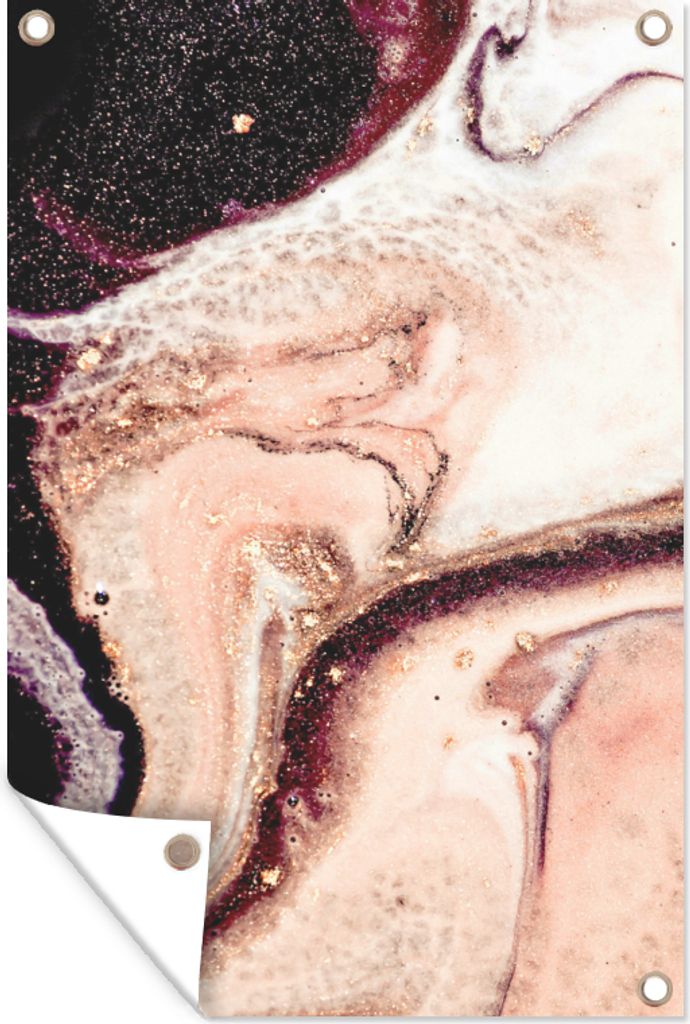 MuchoWow 40x60 cm Outdoor-Poster Gartendeko Sichtschutz Garten Poster für den Garten Stein - Marmor - Edelstein - Abstrakt - Natur - Rosa