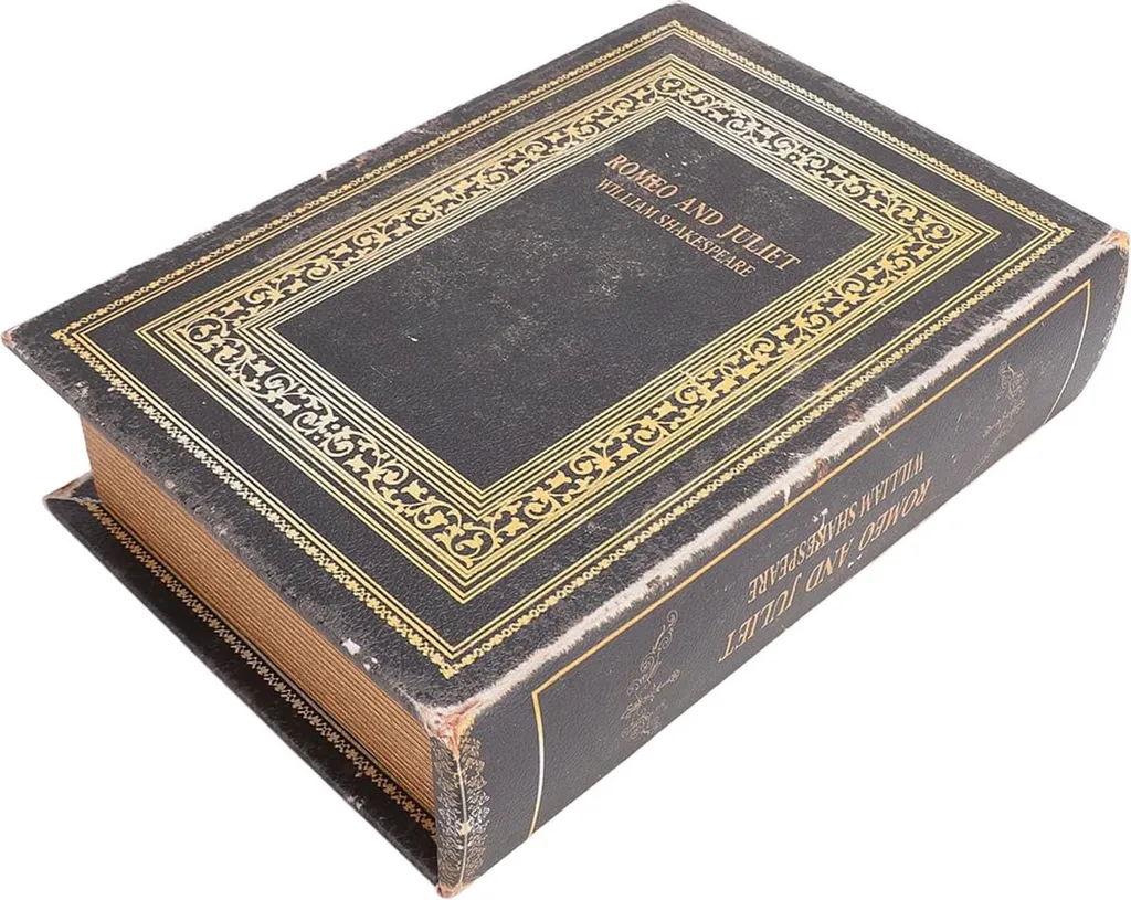 Allecto Premium Boîte de Rangement Livre Ancien en Bois et Cuir Vintage