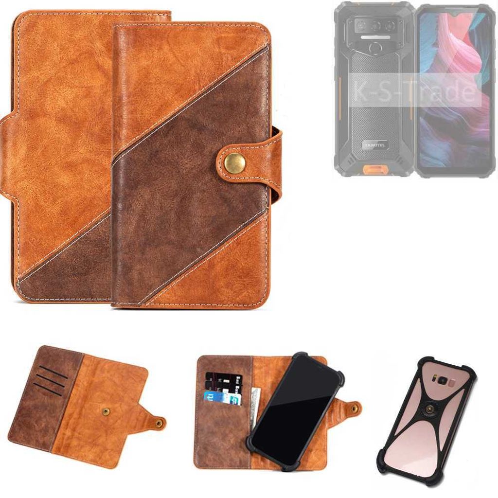 K-S-Trade Handyhülle Schutzhülle Bookstyle Case Wallet-Case kompatibel mit Oukitel WP32 Cover Klapphülle Kantenschutz Smartphone dunkelbraun braun