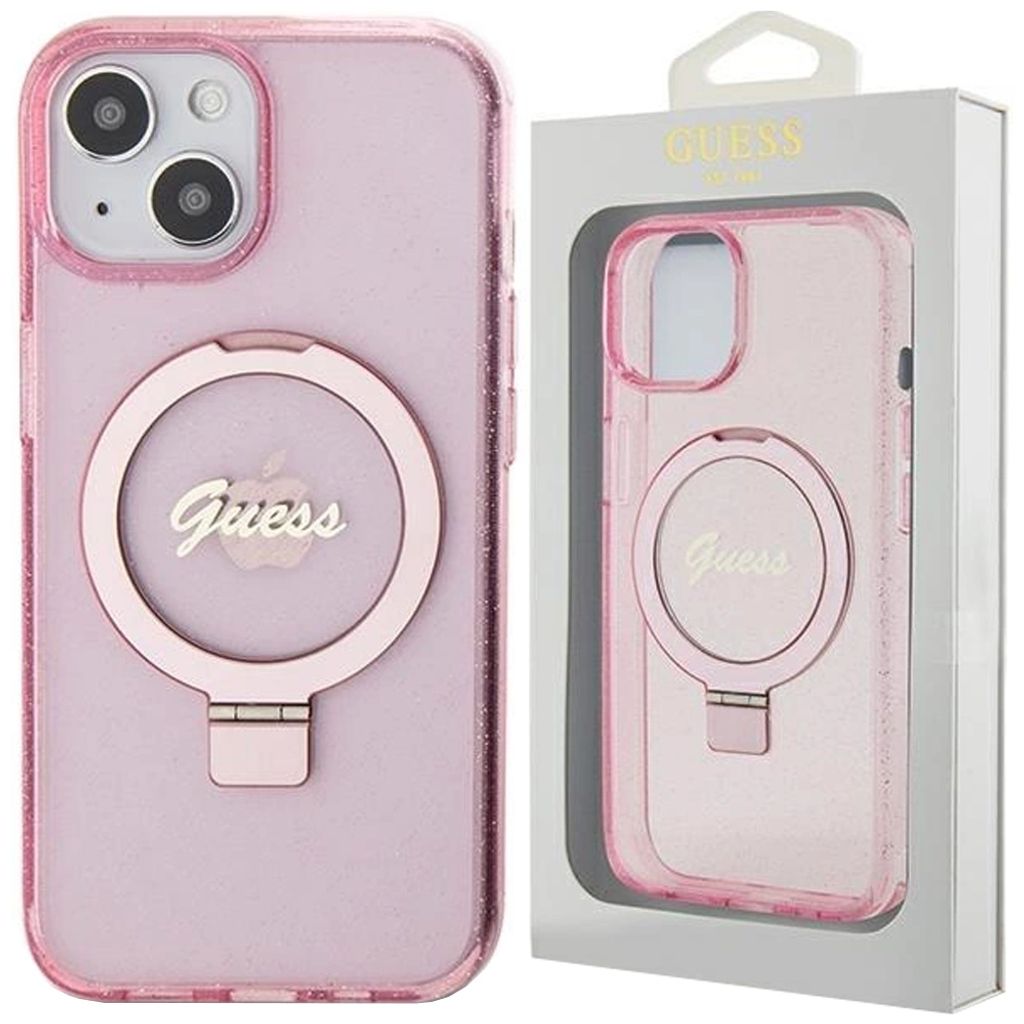 Etui Guess Ring Stand Script Glitter Magsafe Na Iphone 15 - Zdjęcie produktu 