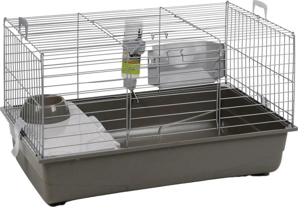 Cage à lapins Nero 2 Deluxe Argenté/Gris 80x50x44 cm - Habitat rongeur