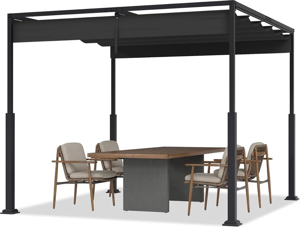 YUENFONG Pergola Gartenlauben 3x3m Gartenpavillon Terrassenüberdachung Pavillon Partyzelt Metall Wasserdicht Stabil Gartenzelt für Terrasse, Gart...
