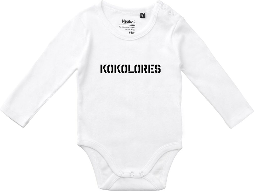 Huuraa Baby Body Kokolores Schriftzug 74 White Baumwolle Fairtrade Langarmbody Geschenkidee