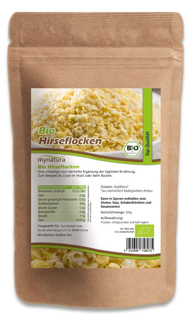 Mynatura  Hirseflocken - aus Goldhirse – ab 500g Beutel - Produktbild 