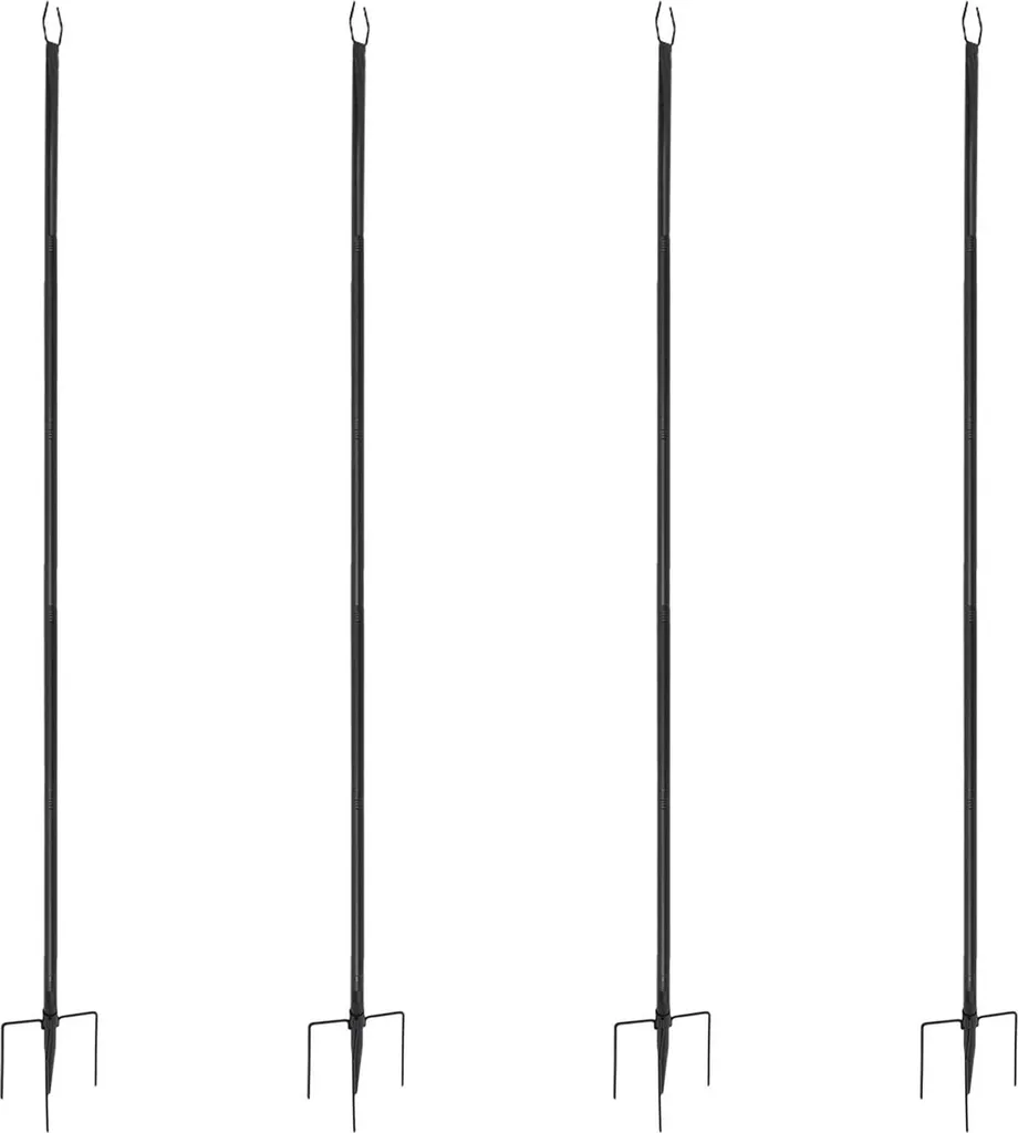 Poteau pour suspendre guirlande de fête 3m kit de 4 pour jardin et cour