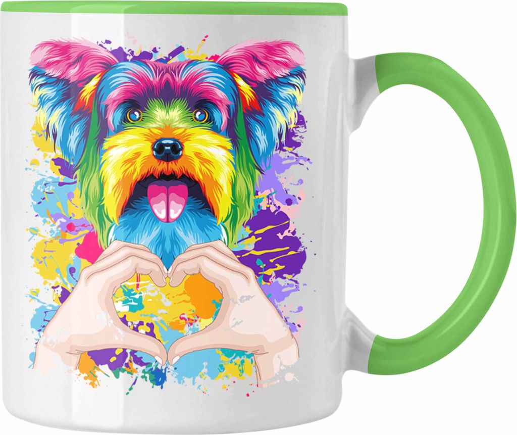 Trendation - Yorkie Besitzer Farbe Love Tasse Geschenk Lustiger Spruch Geschenkidee Yorkie Besitzerin (Grün)