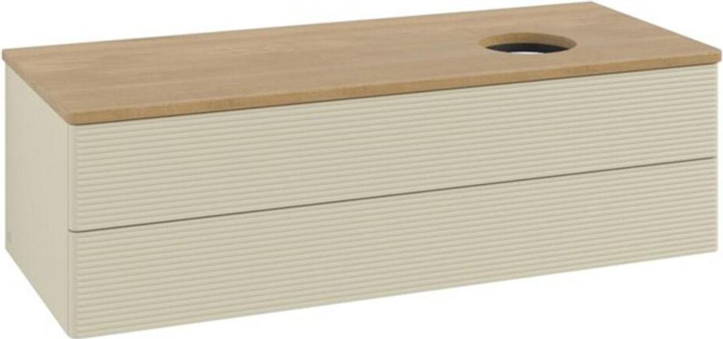 V&B Waschtischunterschrank mit Frontstruktur, mit Beleuchtung Antao 120x36x50cm, WBP hon. Oa, si Gr m Lac