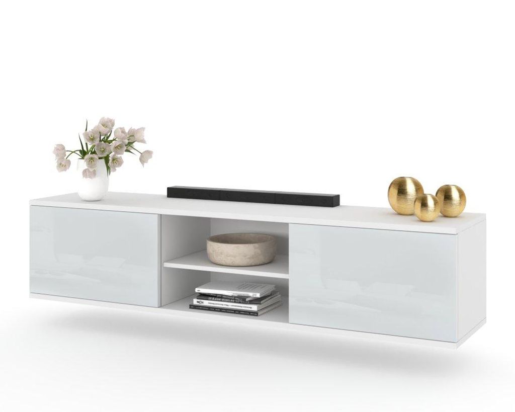 Fernsehschrank TV-Lowboard KING HÄNGEND Weiß Matt/Weiß Produktbild 