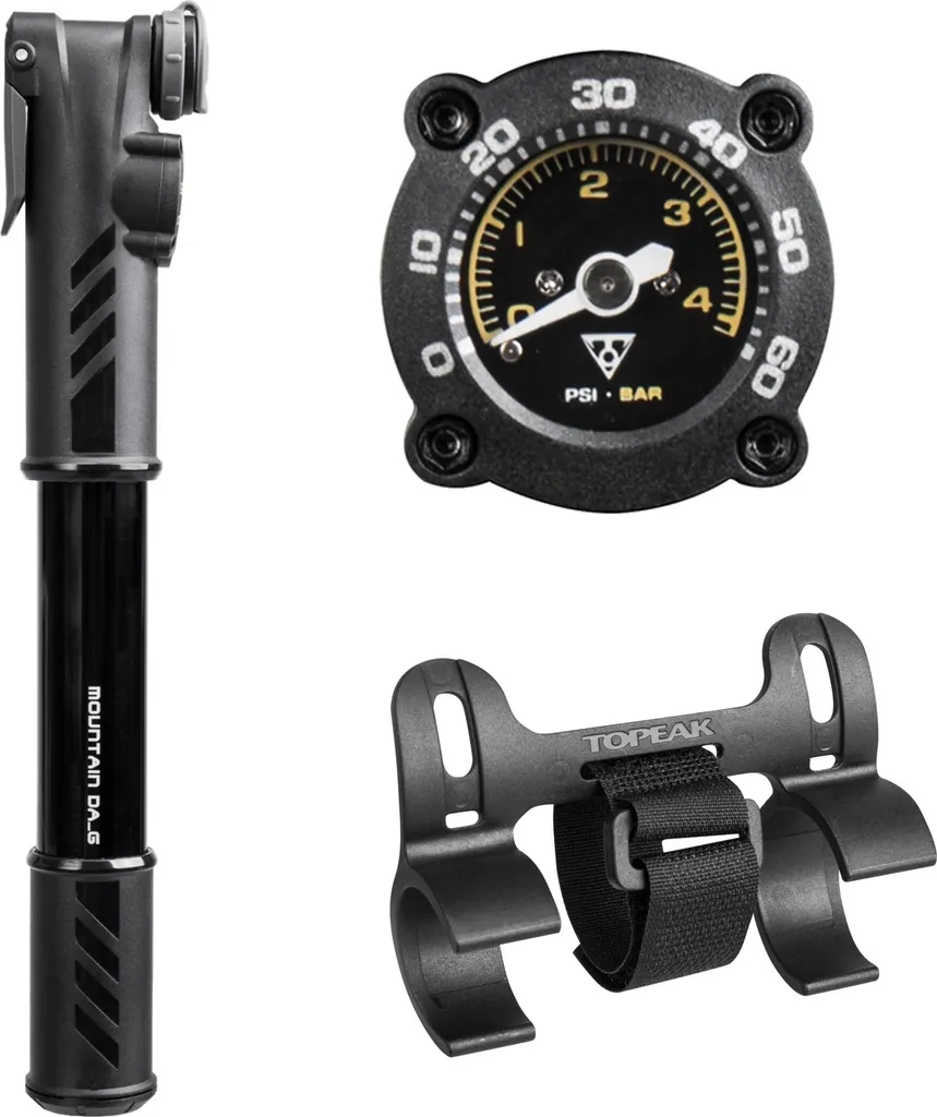 Pompe Topeak Mountain DA G Manomètre Dual Action : Gonflage VTT Rapide