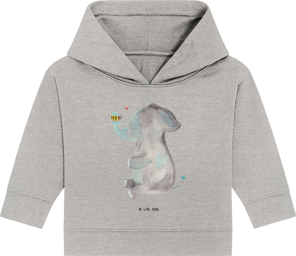Mr. & Mrs. Panda Organic Baby Hoodie Elefant Biene 12. - 18. Monat - Heather Grey - Geschenk, Liebesspruch, Liebe, Kapuzenshirt, Lustige Sprüche, ...