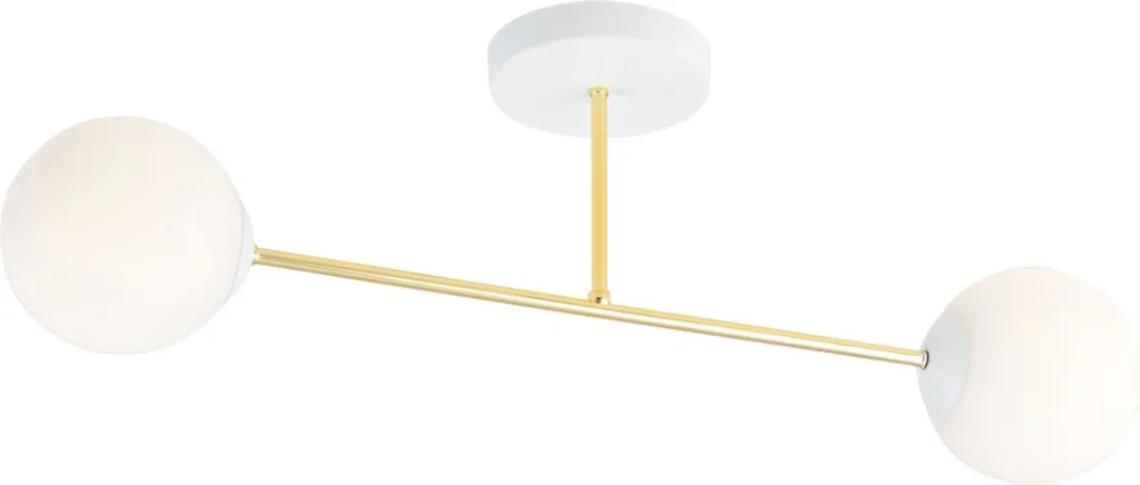 Plafonnier design 2 spots MAGNUM 2 Emibig blanc doré pour le salon