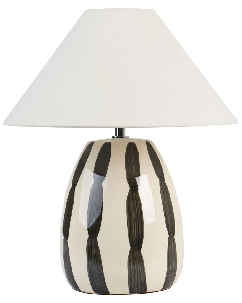 Lampe de Chevet Artisanale 41 cm en Céramique Bicolore Noire et Blanc