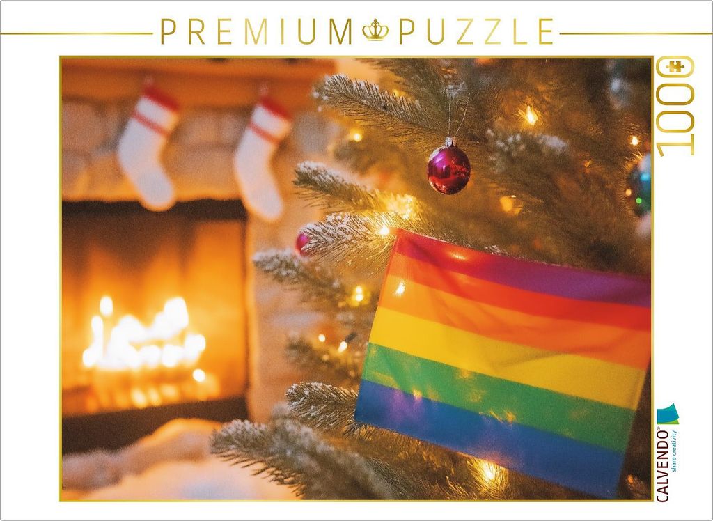 CALVENDO Puzzle Weihnachts-Pride - LGBTQ+ Stolz und Regenbogenfarben in der festlichen Jahreszeit | 1000 Teile Lege-Größe 64x48cm Foto-Puzzle fü...