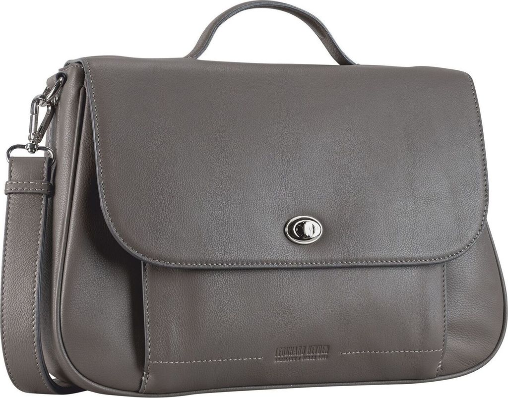 LEONHARD HEYDEN Leder Aktentasche Laptoptasche mit Laptopfach Nizza Business Bag Taupe